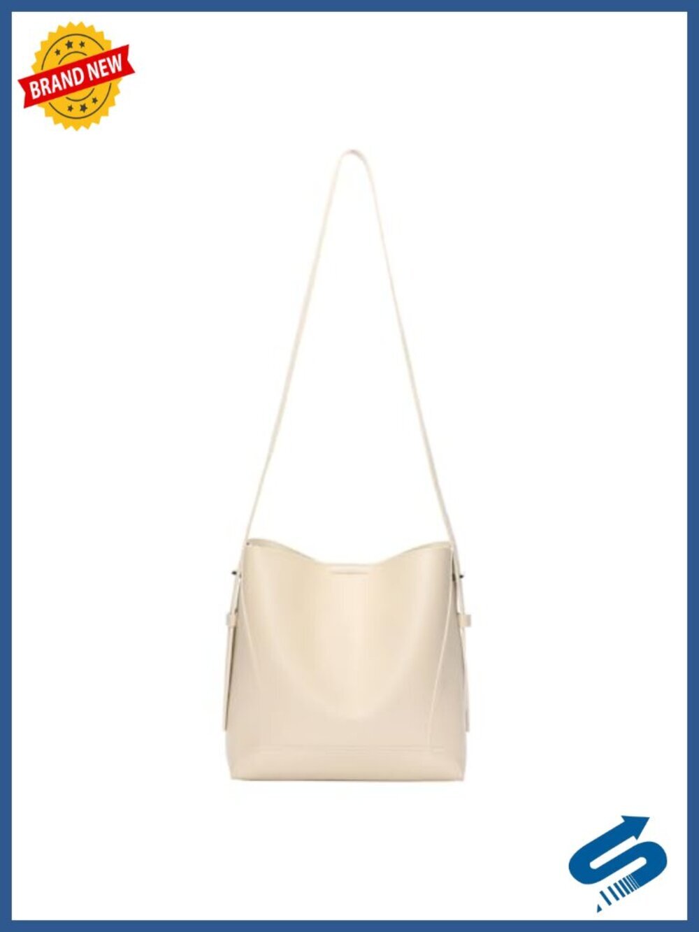 Vegan Leather Crossbody Bucket Bag with Adjustable Strap - Picture 6 of 6